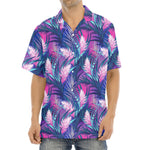 Teal And Pink Tropical Floral Print Aloha Shirt
