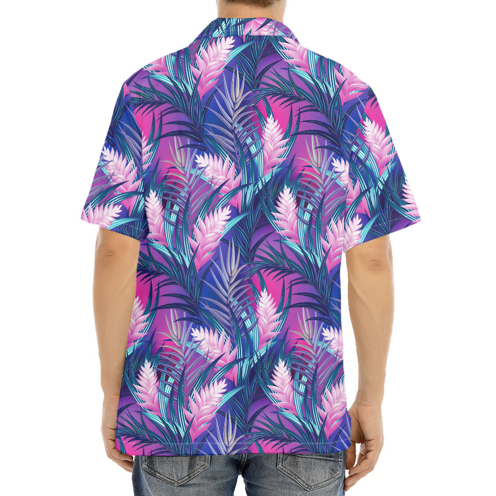 Teal And Pink Tropical Floral Print Aloha Shirt