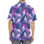 Teal And Pink Tropical Floral Print Aloha Shirt