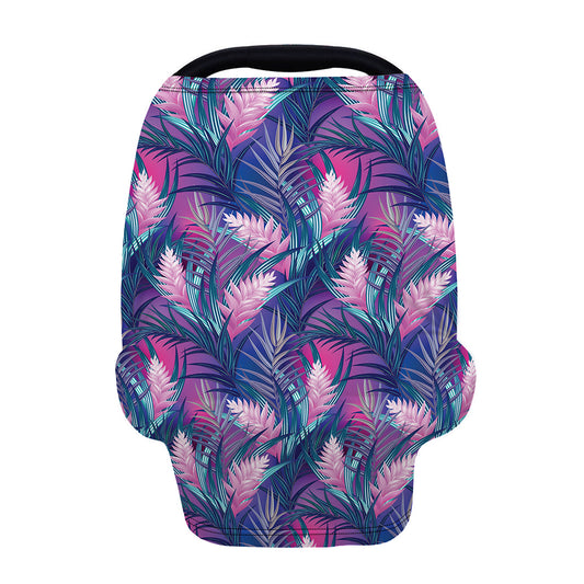 Teal And Pink Tropical Floral Print Baby Seat Cover