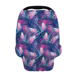 Teal And Pink Tropical Floral Print Baby Seat Cover