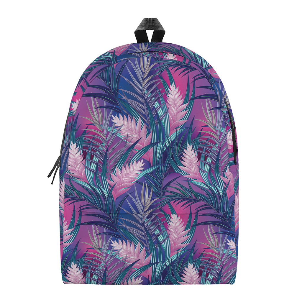 Teal And Pink Tropical Floral Print Backpack