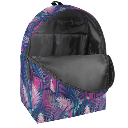 Teal And Pink Tropical Floral Print Backpack