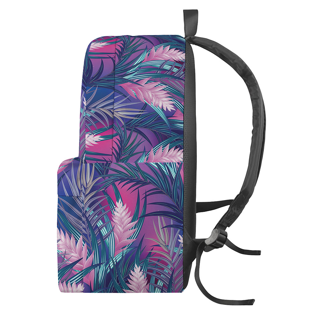 Teal And Pink Tropical Floral Print Backpack