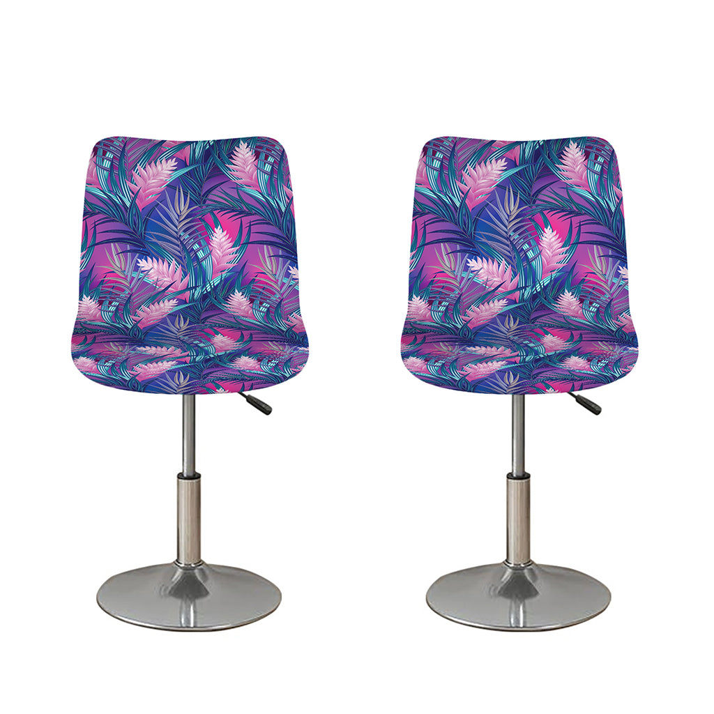 Teal And Pink Tropical Floral Print Bar Stool Covers