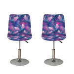 Teal And Pink Tropical Floral Print Bar Stool Covers
