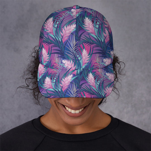 Teal And Pink Tropical Floral Print Baseball Cap