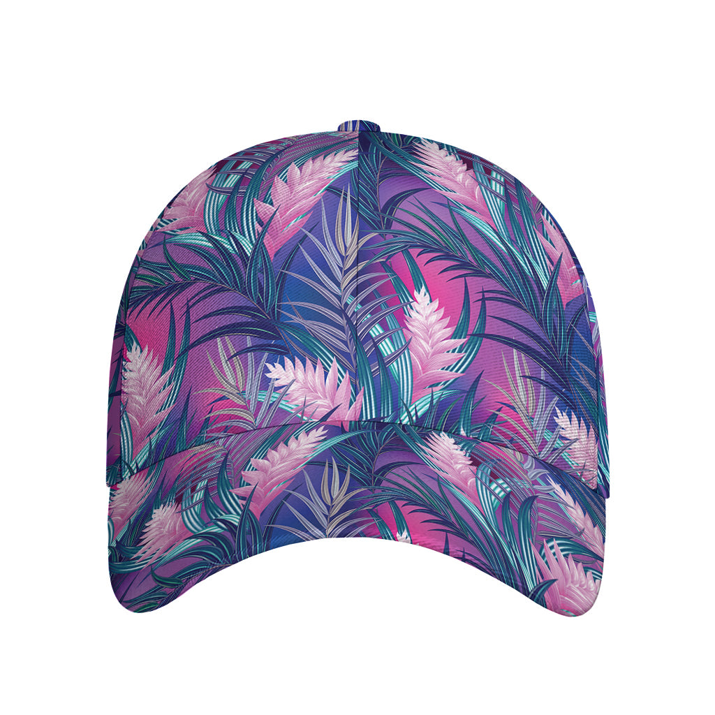 Teal And Pink Tropical Floral Print Baseball Cap