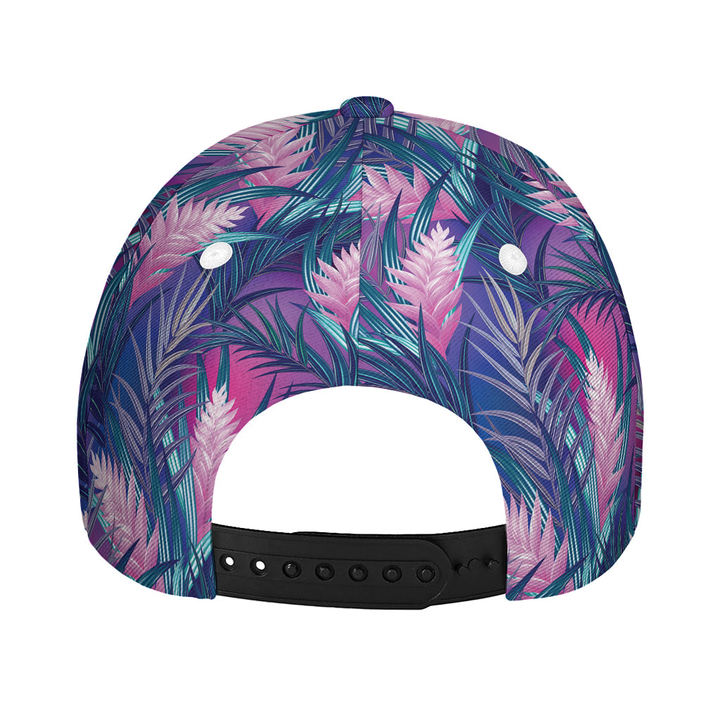 Teal And Pink Tropical Floral Print Baseball Cap