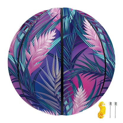 Teal And Pink Tropical Floral Print Basketball