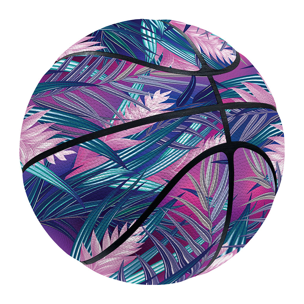 Teal And Pink Tropical Floral Print Basketball