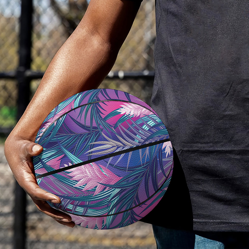 Teal And Pink Tropical Floral Print Basketball
