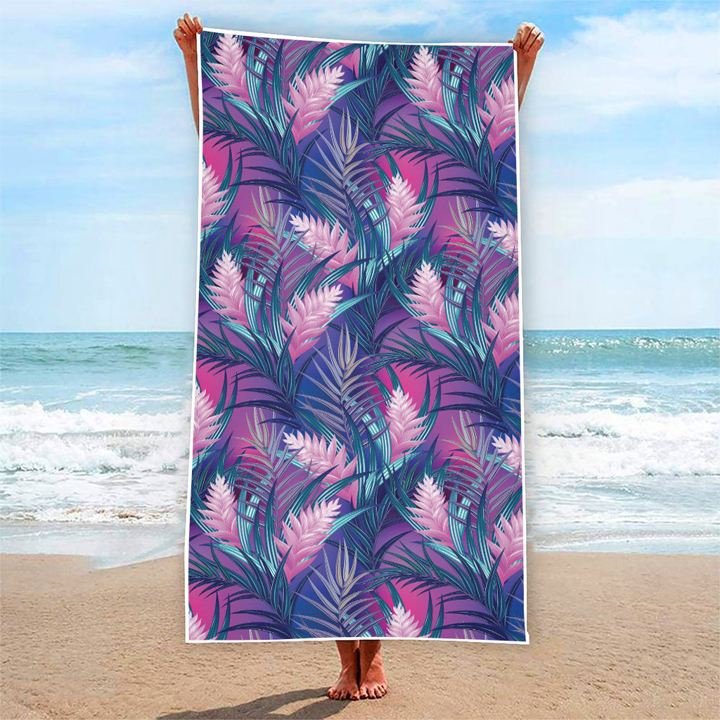 Teal And Pink Tropical Floral Print Beach Towel