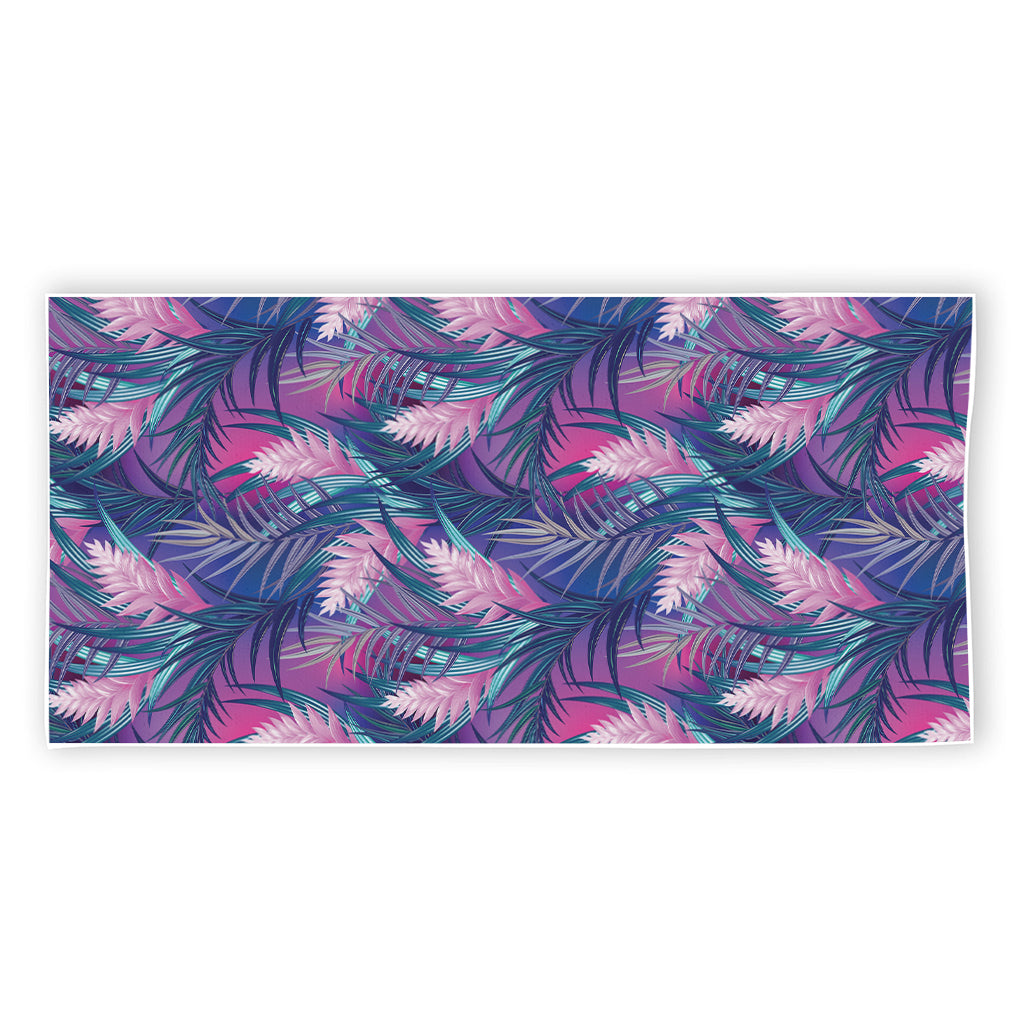 Teal And Pink Tropical Floral Print Beach Towel