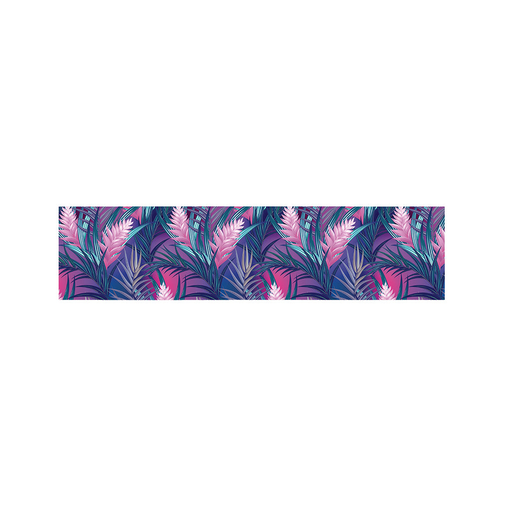 Teal And Pink Tropical Floral Print Bed Runner