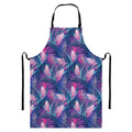 Teal And Pink Tropical Floral Print Bib Apron With Pocket