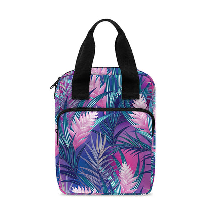 Teal And Pink Tropical Floral Print Bible Tote Bag