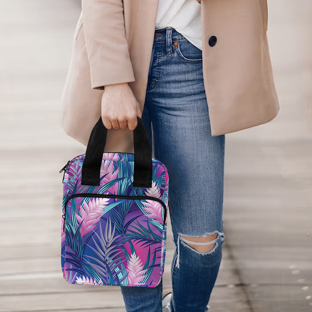 Teal And Pink Tropical Floral Print Bible Tote Bag