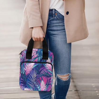 Teal And Pink Tropical Floral Print Bible Tote Bag