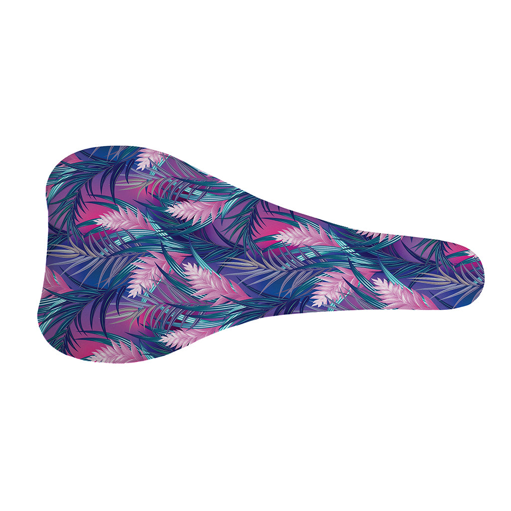 Teal And Pink Tropical Floral Print Bicycle Seat Cover