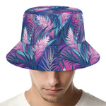 Teal And Pink Tropical Floral Print Bucket Hat