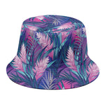 Teal And Pink Tropical Floral Print Bucket Hat