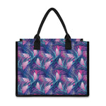 Teal And Pink Tropical Floral Print Canvas Tote Bag