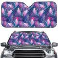 Teal And Pink Tropical Floral Print Car Windshield Sun Shade