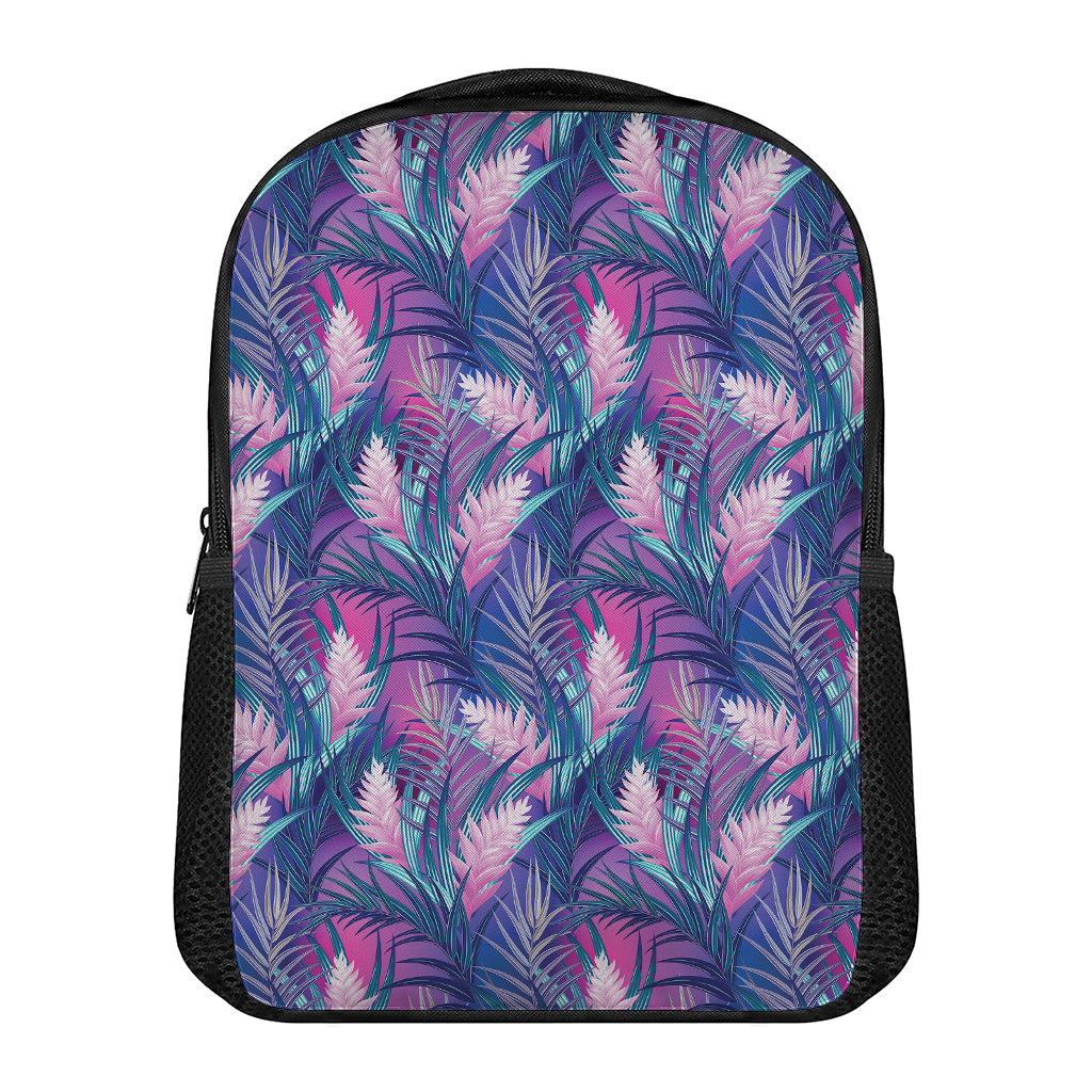 Teal And Pink Tropical Floral Print Casual Backpack