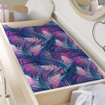 Teal And Pink Tropical Floral Print Changing Pad Cover