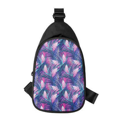 Teal And Pink Tropical Floral Print Chest Bag