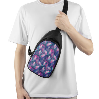 Teal And Pink Tropical Floral Print Chest Bag