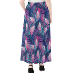 Teal And Pink Tropical Floral Print Chiffon Maxi Skirt