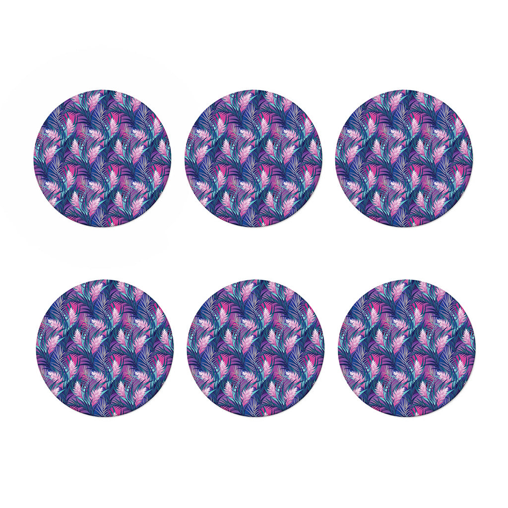 Teal And Pink Tropical Floral Print Coaster Set