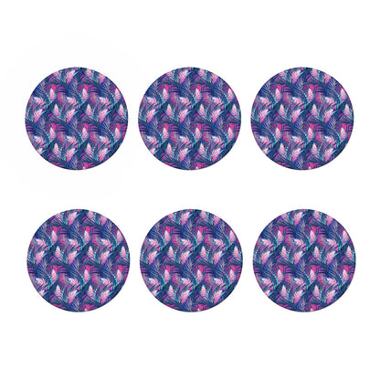 Teal And Pink Tropical Floral Print Coaster Set
