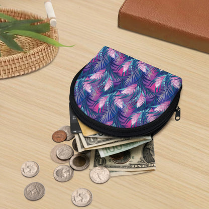 Teal And Pink Tropical Floral Print Coin Purse