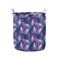 Teal And Pink Tropical Floral Print Collapsible Laundry Basket