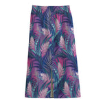 Teal And Pink Tropical Floral Print Cotton Front Slit Maxi Skirt