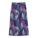 Teal And Pink Tropical Floral Print Cotton Front Slit Maxi Skirt