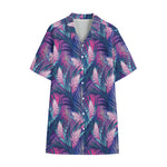 Teal And Pink Tropical Floral Print Cotton Hawaiian Shirt