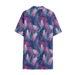 Teal And Pink Tropical Floral Print Cotton Hawaiian Shirt