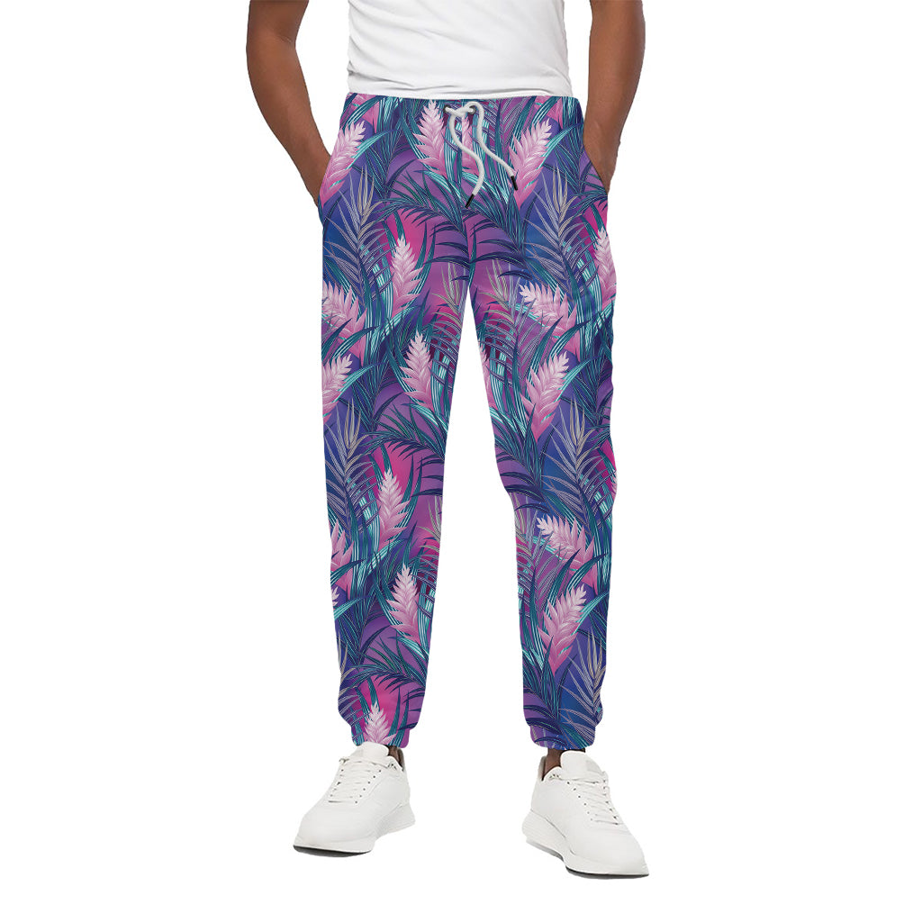 Teal And Pink Tropical Floral Print Cotton Pants