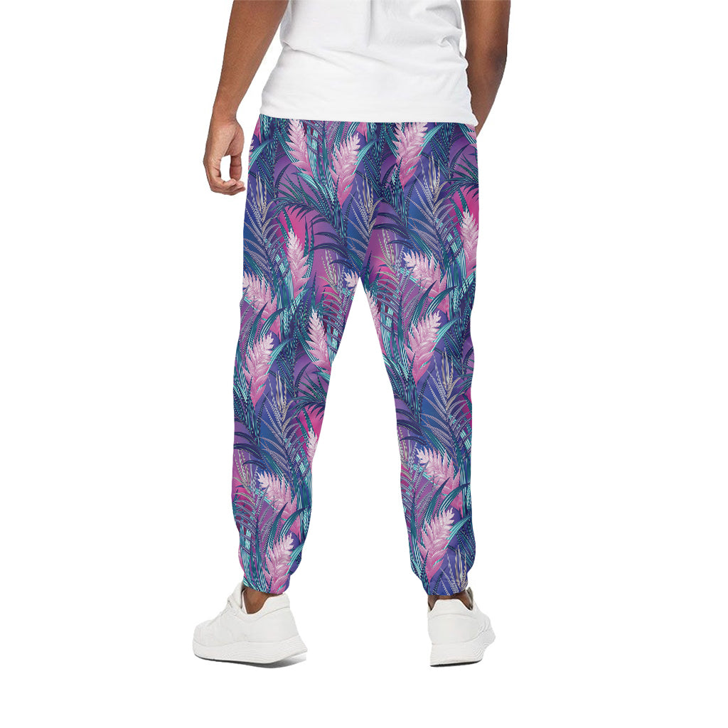 Teal And Pink Tropical Floral Print Cotton Pants