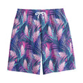 Teal And Pink Tropical Floral Print Cotton Shorts