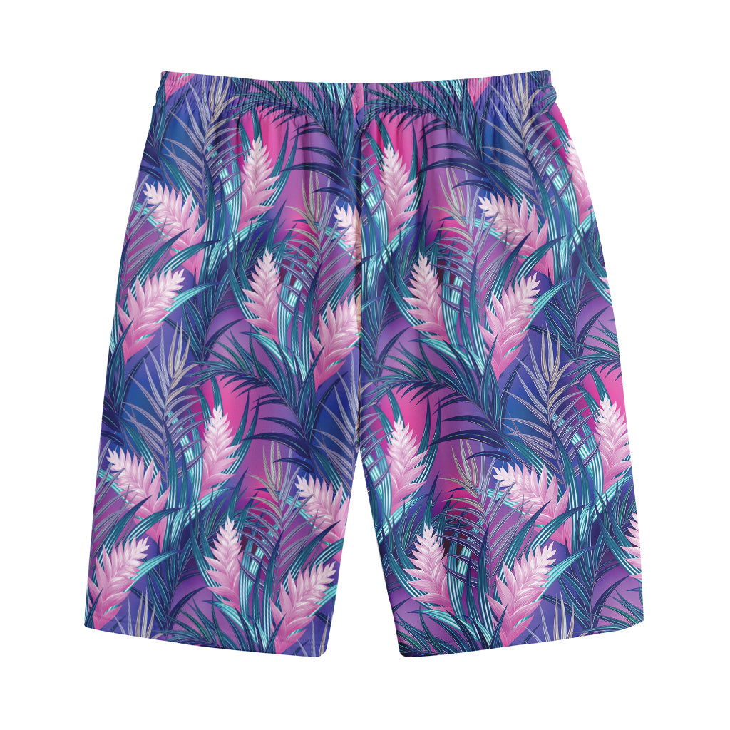 Teal And Pink Tropical Floral Print Cotton Shorts