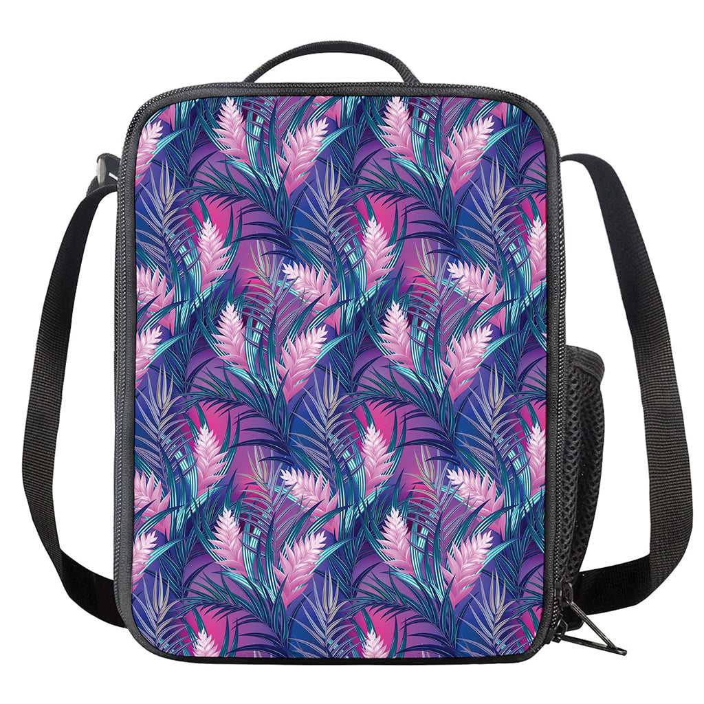 Teal And Pink Tropical Floral Print Crossbody Lunch Bag