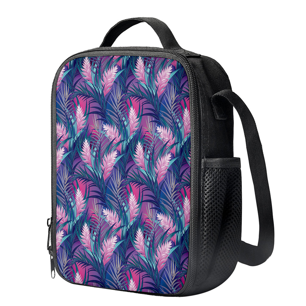Teal And Pink Tropical Floral Print Crossbody Lunch Bag