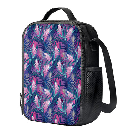 Teal And Pink Tropical Floral Print Crossbody Lunch Bag