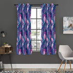 Teal And Pink Tropical Floral Print Curtain