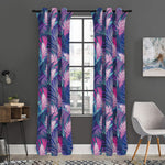 Teal And Pink Tropical Floral Print Curtain
